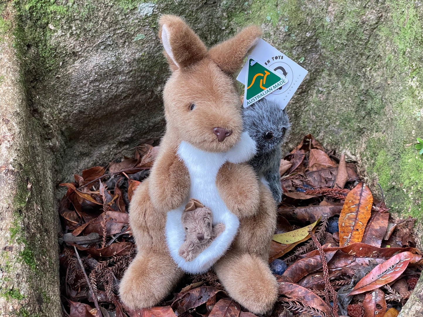 Clare the kangaroo with joey and a koala 12"